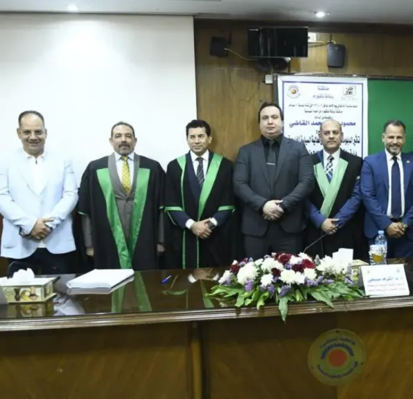 خالص التهانى للعميد دكتور محمود القاضى بحصوله على دكتوراة العلوم السياسية بتقدير ”امتياز”