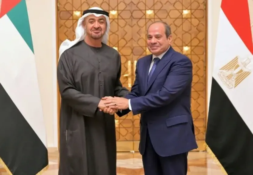 المتحدث الرئاسي ينشر صور استقبال الرئيس السيسي لرئيس دولة الإمارات وجلسة المباحثات بينهما
